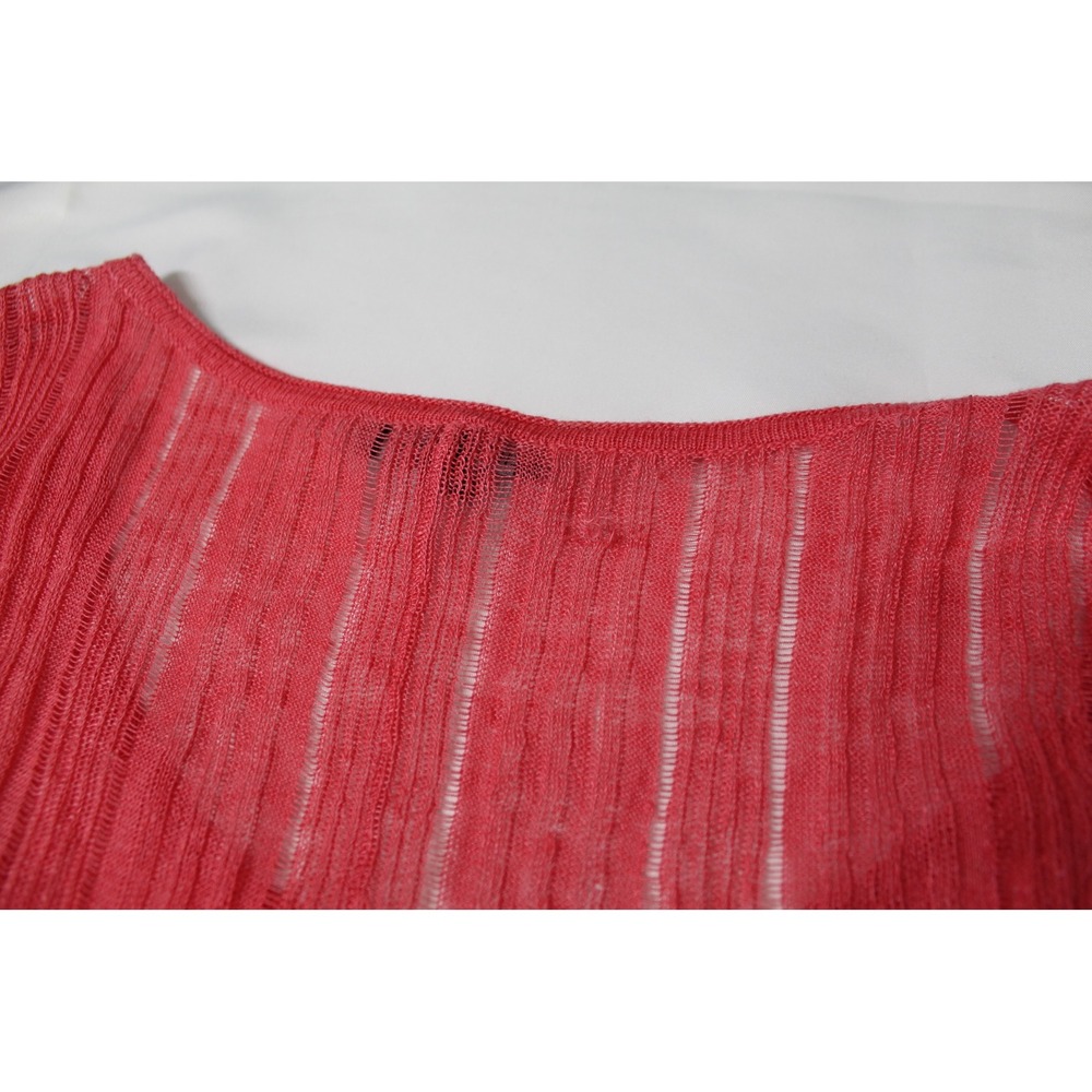 Eileen Fisher Linen Silk Blend Tank Top Women's L Coral Pink Sharkbite Hem - Picture 6 of 8